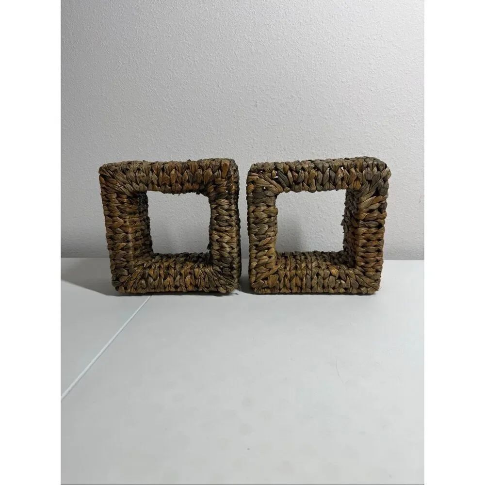 Set of 2 Natural Boho Wicker Rattan Wall  Shelf Padma’s Plantation Furniture
